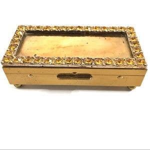 Vintage Metal Treasure Trinket Jewelry Storage Box